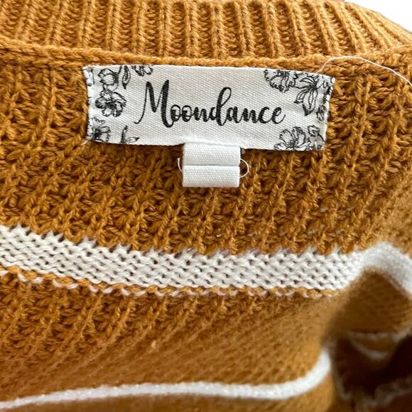 3/$15 Moondance Women's Mustard Yellow Stripes Fall Long Cardigan Sweater Small - Picture 9 of 11